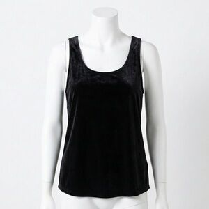 J. Crew Black Velvet Tank Top Scoop Neck Tall 8T Sleeveless Cami Party Top